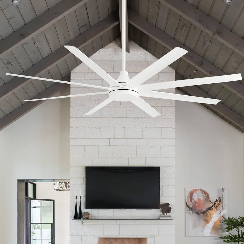 72-In Black/White Ceiling Fan with Remote without Light(8-Blade)