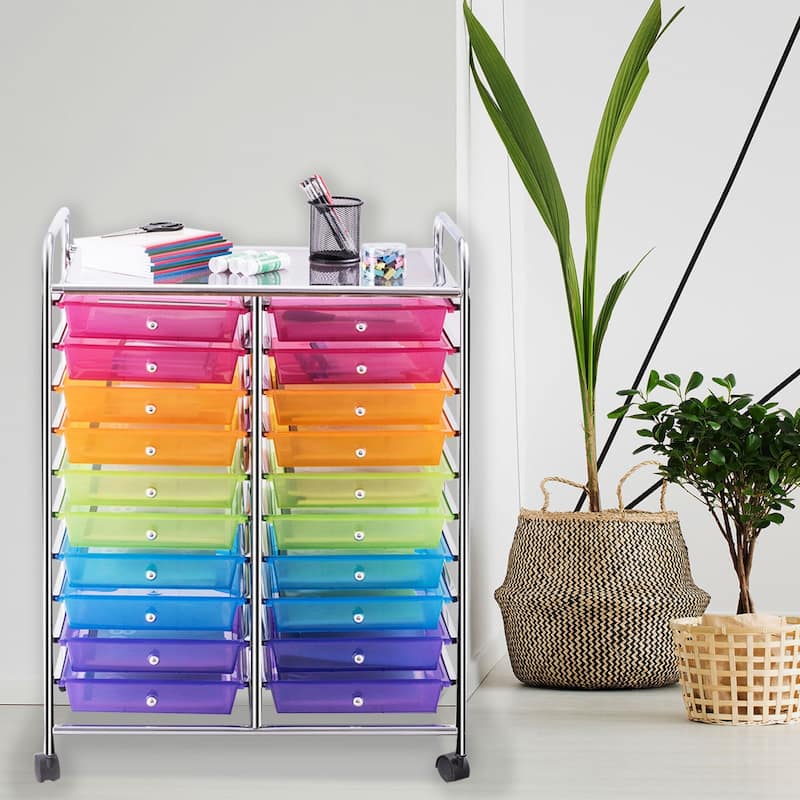 Gymax Office Rolling Cart 20 Storage Drawers Scrapbook Paper Studio