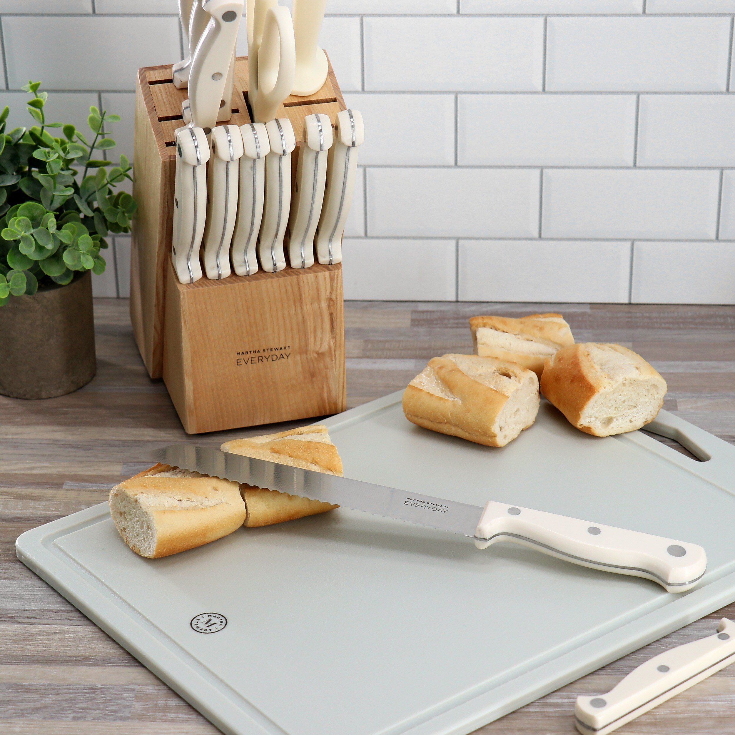 Martha Stewart Everyday 14 Piece Stainless Steel Cutlery and Wood