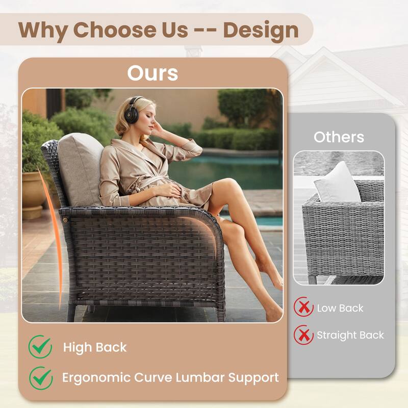 XIZZI Outdoor Patio Furniture Wicker Sofa Swivel Chair Set