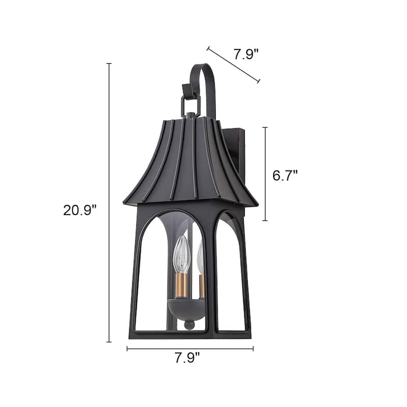 3-Light Outdoor Umbrella Dimmable Matte Exterior Lantern Wall Sconce Light