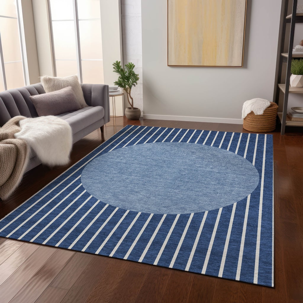 Machine Washable Indoor/ Outdoor Modern Sunrise Chantille Rug