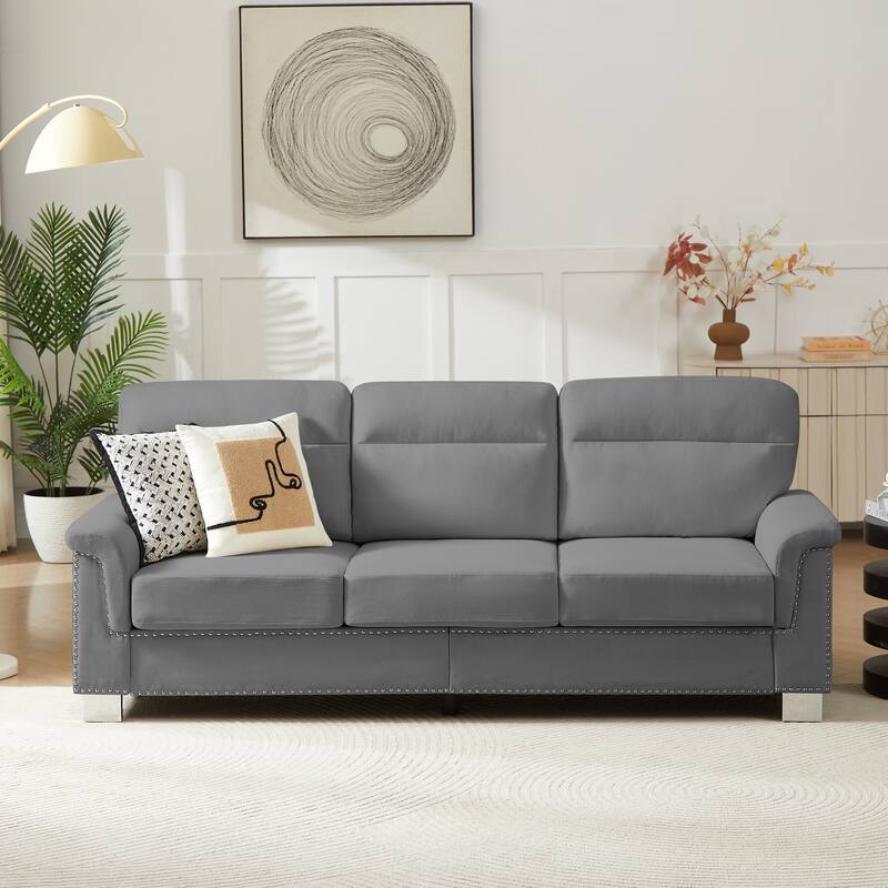 GDFStudio - Modern Snowfleece 3-Seater 82" Sofa with Rolled Arms