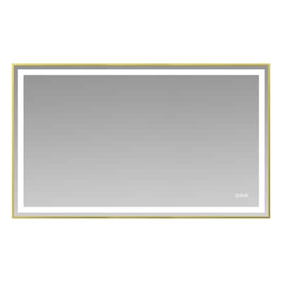 Gold-Silver Glass LED Vanity Mirror with Dual Lighting, Anti-Fog and Dimming - 60” W x 36” H