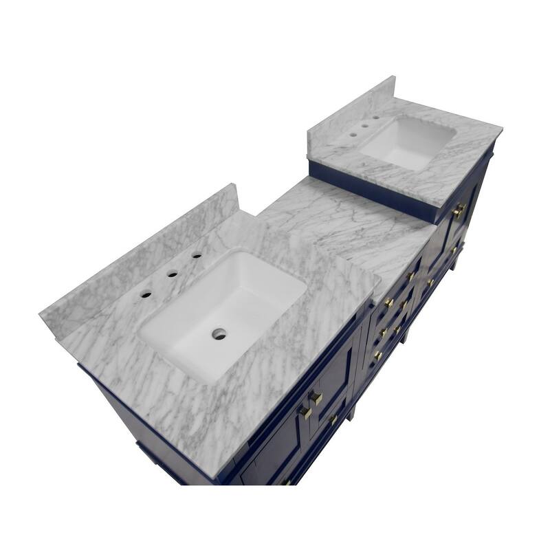 KitchenBathCollection Eleanor 72" Double Bathroom Vanity with Carrara Marble Top