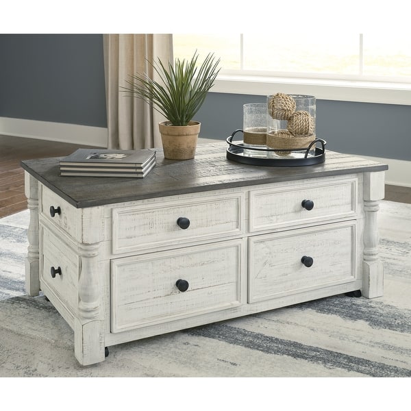 slide 2 of 5, Signature Design by Ashley Havalance White/Gray Lift Top Cocktail Table - 26"W x 46"D x 20"H