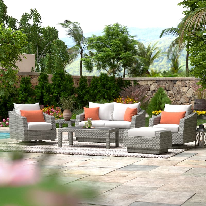 Cannes 6 Piece Sunbrella Outdoor Patio Love & Motion Club Seating Set