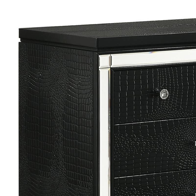 Black 3 Drawer 17.38 in. W Nightstand with Sturdy Drawer Pulls