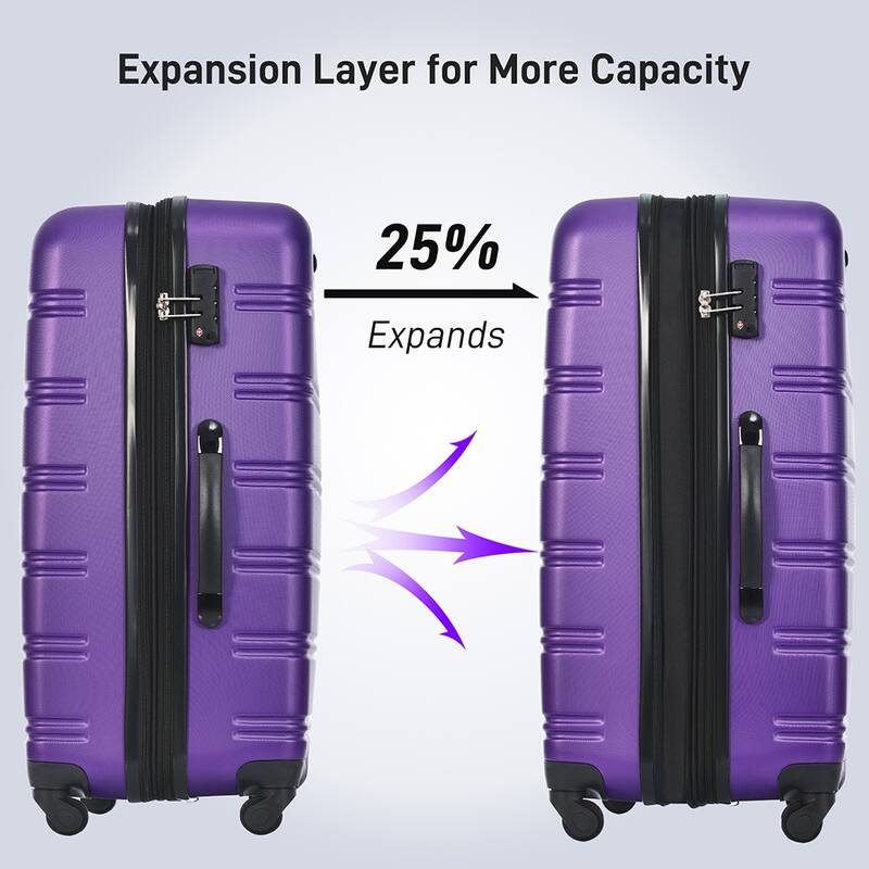 Luggage Set 4 Piece, ABS Hardside Expandable Luggage w/Spinner Wheels, TSA Lock, Spinner Wheels, Travel Bag