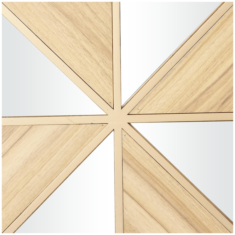 Wood Geometric Triangle Mirrored Home Wall Decor - Light Brown - Roche River Decor