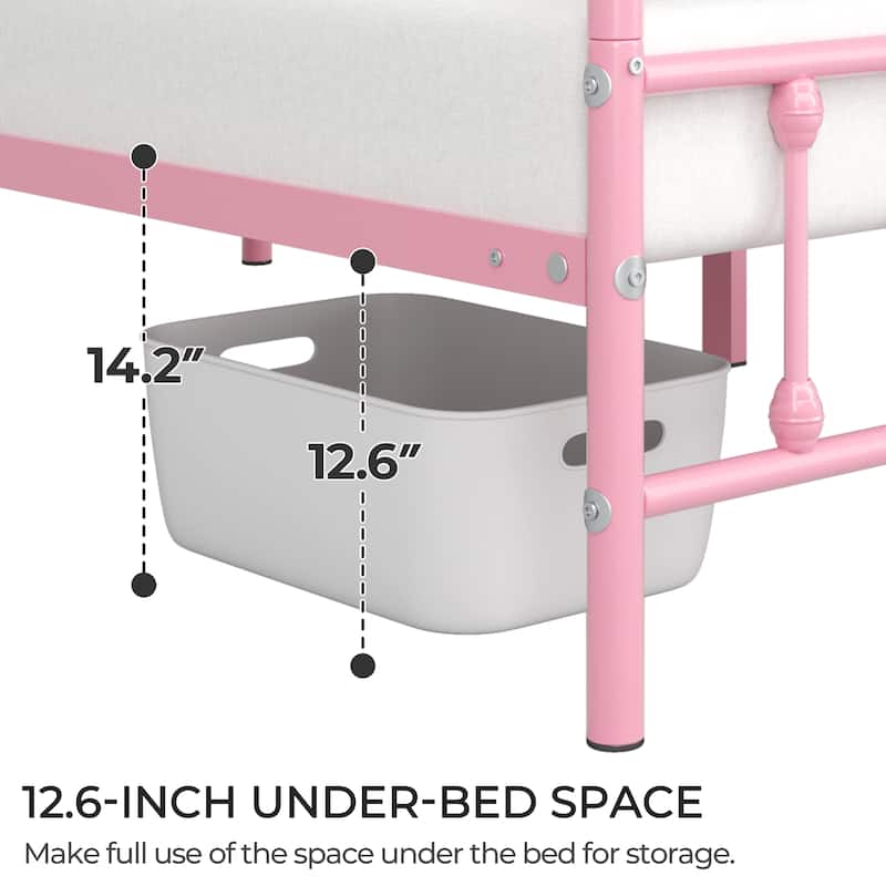 Yaheetech Classic Iron Platform Bed with High Headboard and Footboard Strong Metal-Framed Bed