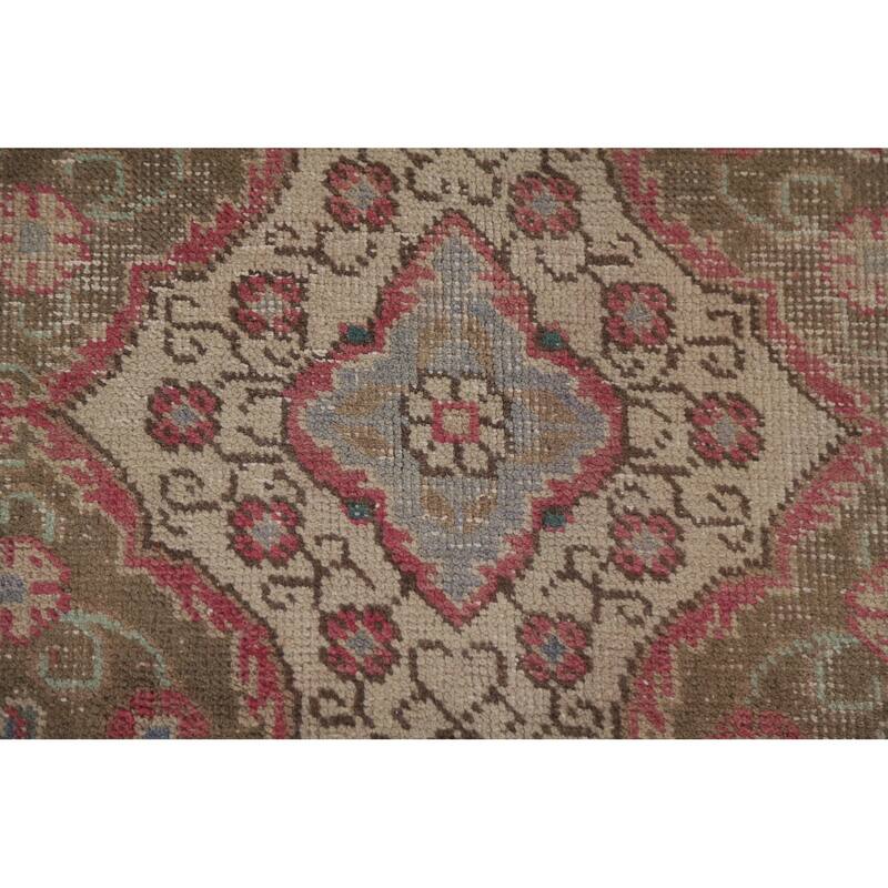 Hand Knotted Oriental 100% Wool Carpet Traditional Medallion Pink Tabriz Area Rug - 9' 6'' X 6' 3''