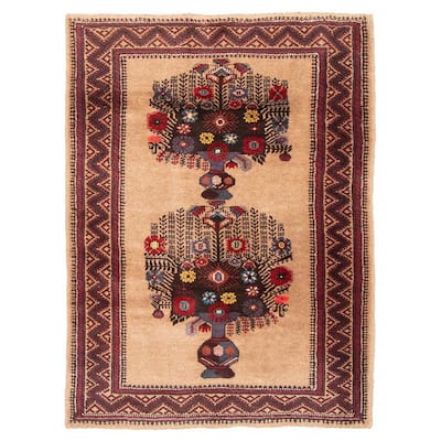 Teimani Tan Rug 3'2" x 4'5" - 3'2 x 4'5