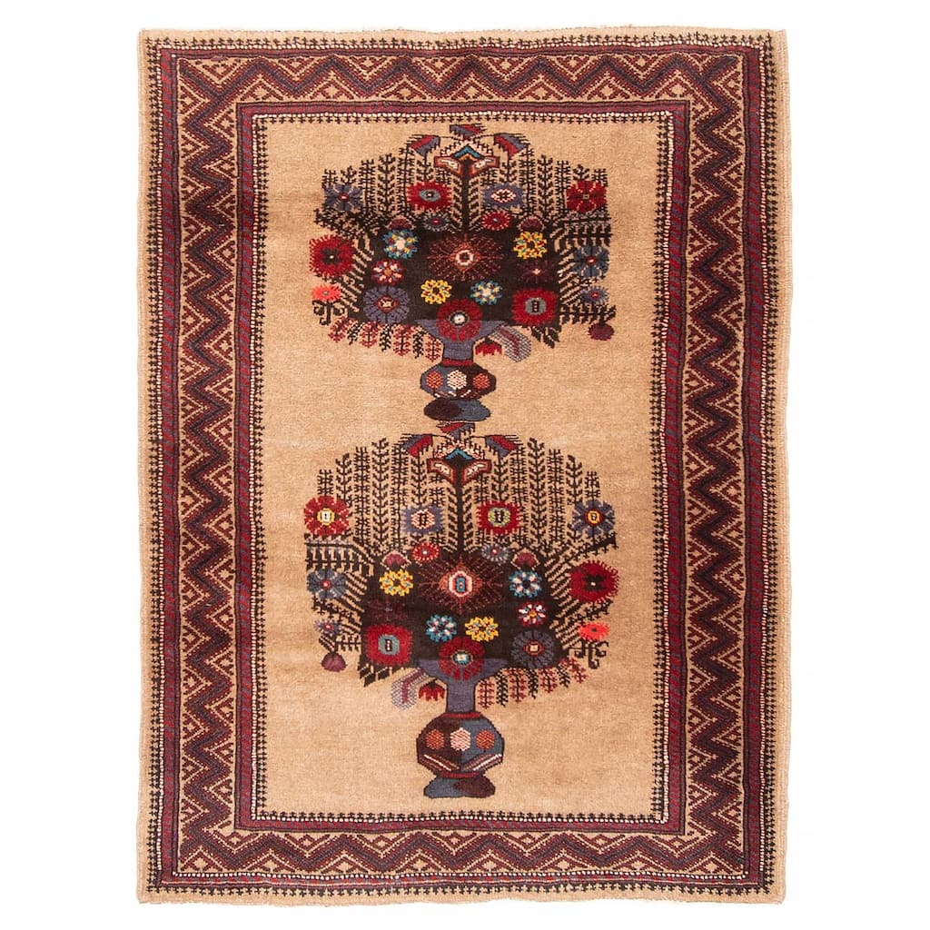 Teimani Tan Rug 3'2" x 4'5" - 3'2 x 4'5