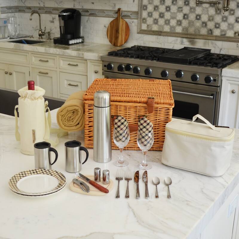 Picnic at Ascot - Willow Basket for Two with Blanket & Coffee Service