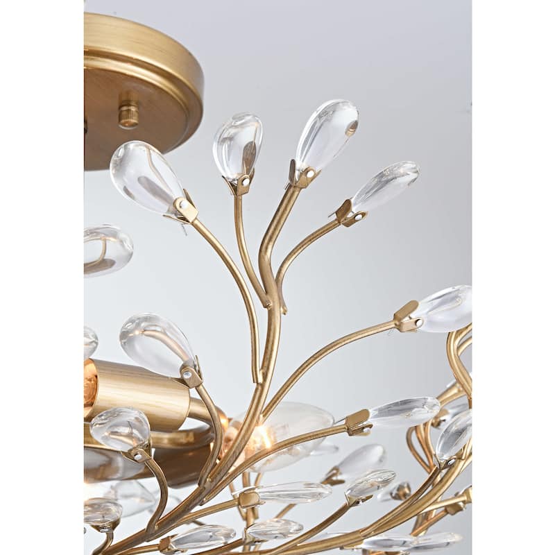 Flavia 4-light Crystal Beaded 9-Branch Semi-Flush Mount - 18 inches in diameter x 12 inches H