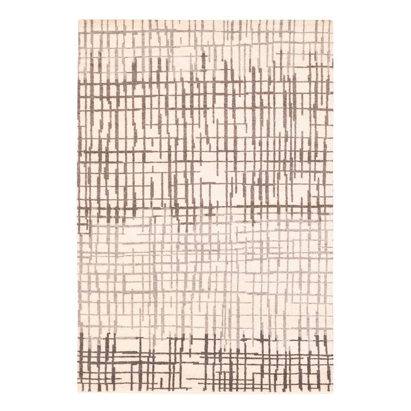 ECARPETGALLERY Hand-knotted Tangier Cream Wool Rug - 5'3 x 7'10