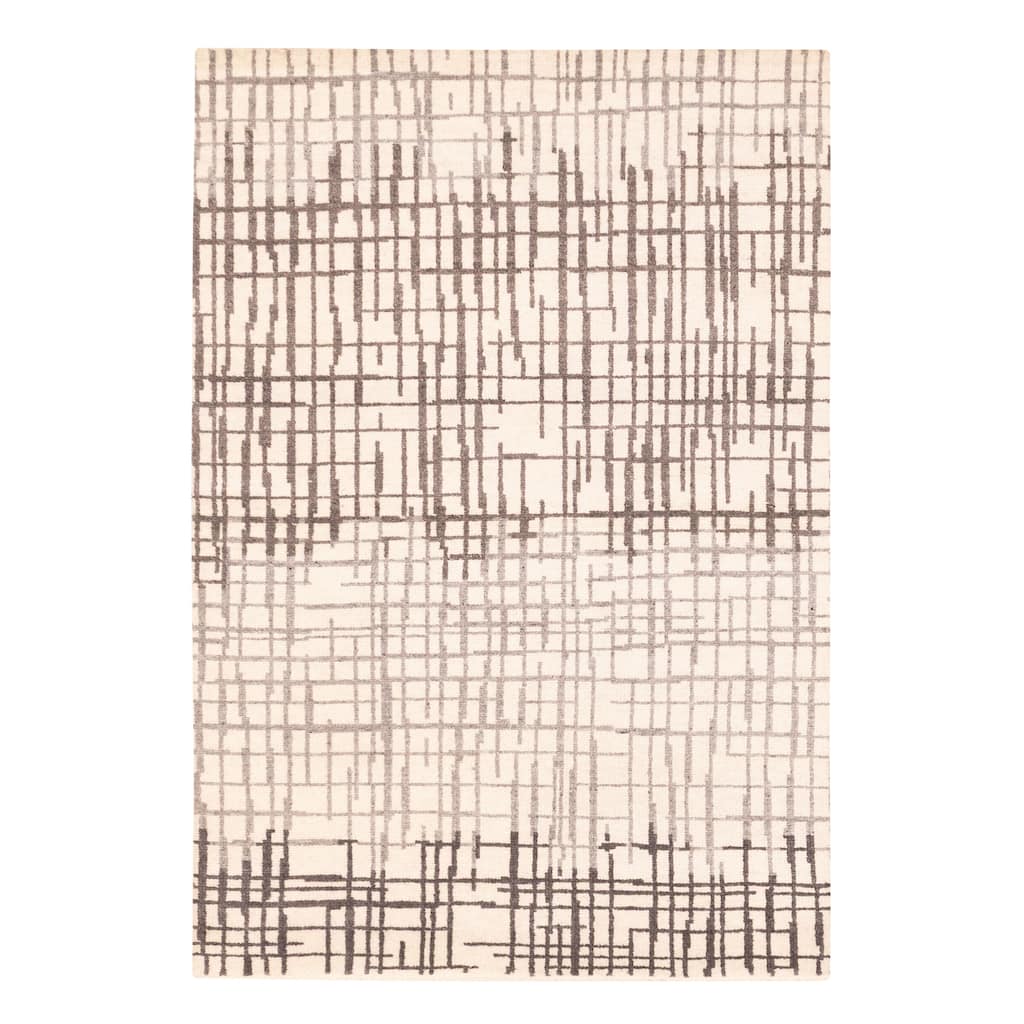 ECARPETGALLERY Hand-knotted Tangier Cream Wool Rug - 5'3 x 7'10