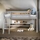 preview thumbnail 2 of 12, Artsy Twin Size Wood Low Loft Bed with Convertible Ladder, ladder can be placed on the left or right, Safety Guaranteed, Gray
