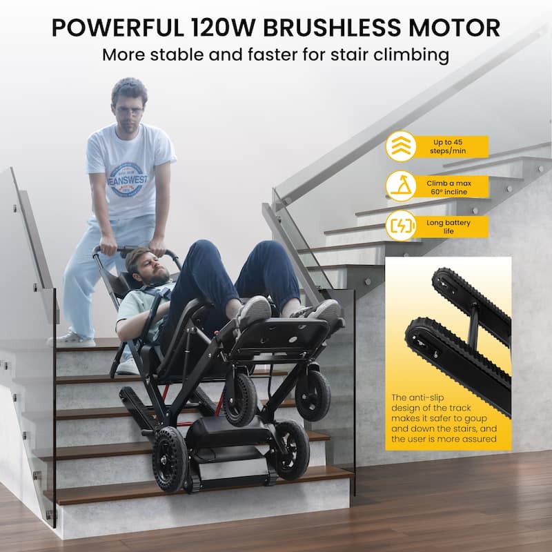 Electric Stair Climbing Dolly Electric Stair Climbing Hand Truck, Elevator Stairlifts Wheel Chair Max 441 lbs Capacity, Black