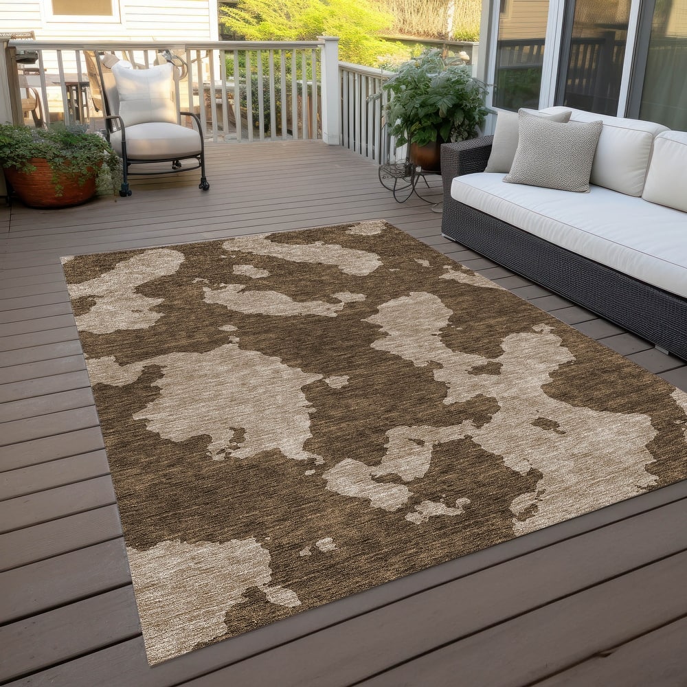 Machine Washable Indoor/ Outdoor Contemporary Abstract Chantille Rug