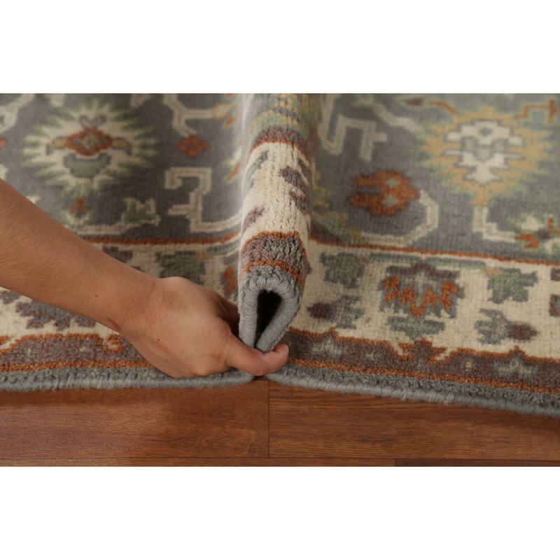Gray Oushak Indian Accent Rug Hand-Knotted Transitional Wool Carpet - 3'2"x 5'6"