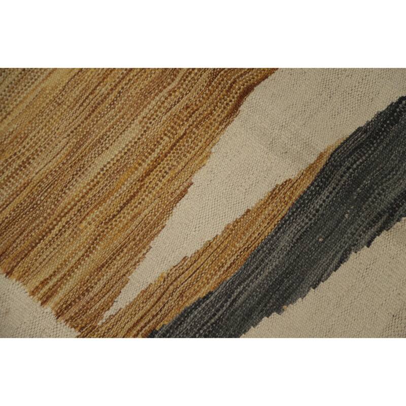 Hand Woven Oriental 100% Wool Carpet Southwestern Modern Beige & Ivories Kilim Area Rug - 10' 0'' X 6' 7''