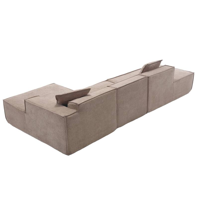 129.5" L-Shaped 4-Seater Sofa Set with Chaise