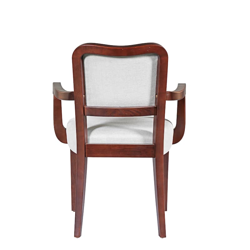 Modern Fabric Dining Armchair with Walnut Finish, Upholstered Arms and Hardwood Frame, for Dining Room or Kitchen, Set of 2