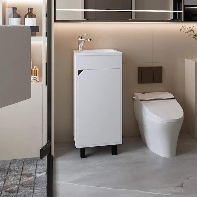 Compact and Stylish Bathroom Vanity with Integrated Sink - White
