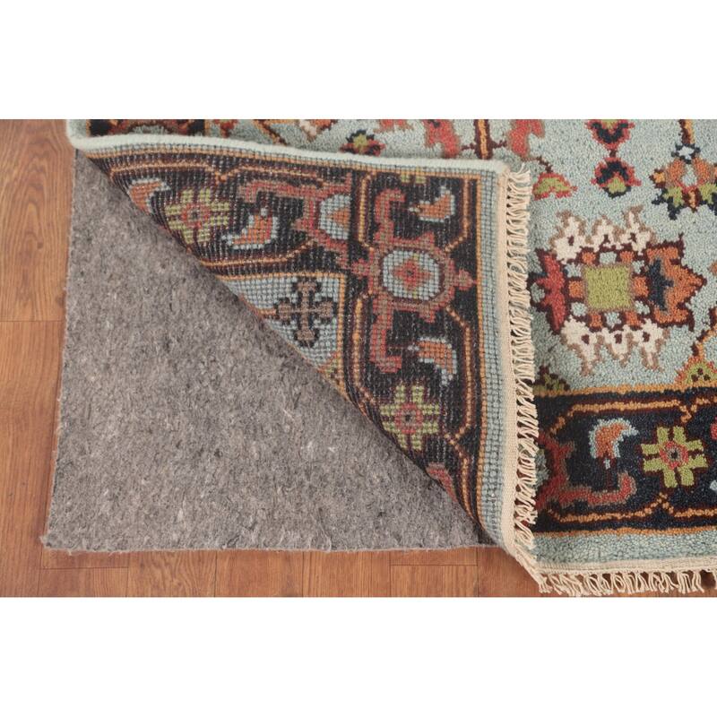 Light Blue Heriz-Serapi Accent Rug Handmade Floral Wool Carpet - 2'11"x 5'0"