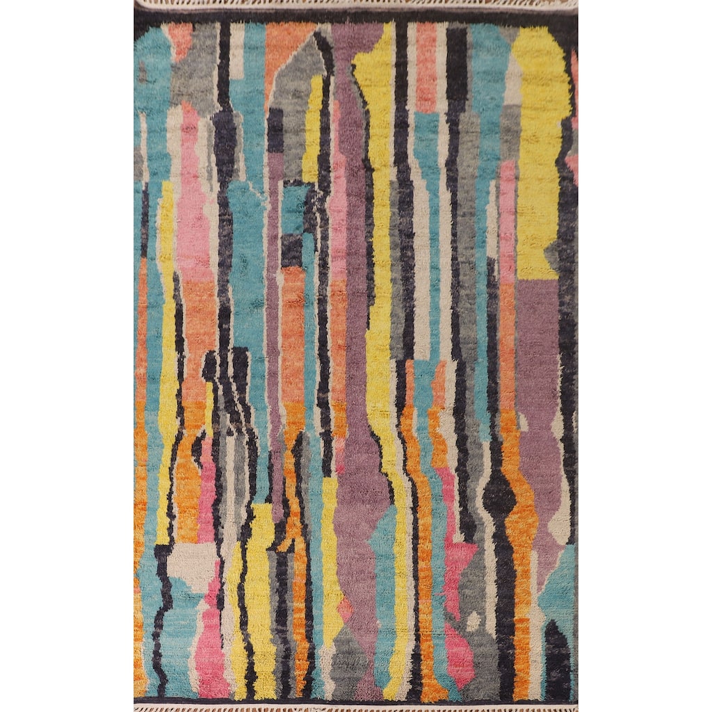 Multicolor Moroccan Oriental Area Rug Handmade Wool Carpet - 8'10" x 13'0"