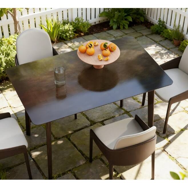 Modern Dining Table for 4, Kitchen Table Meeting Table with Wood Frame, Easy-Clean Office Table, Easy Assembly