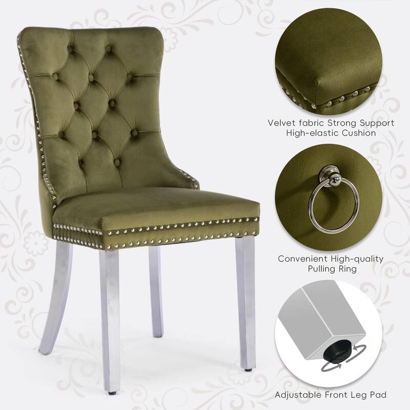 Tufted Naliheads Solid Wood Upholstered Dining Chairs (Set of 2)