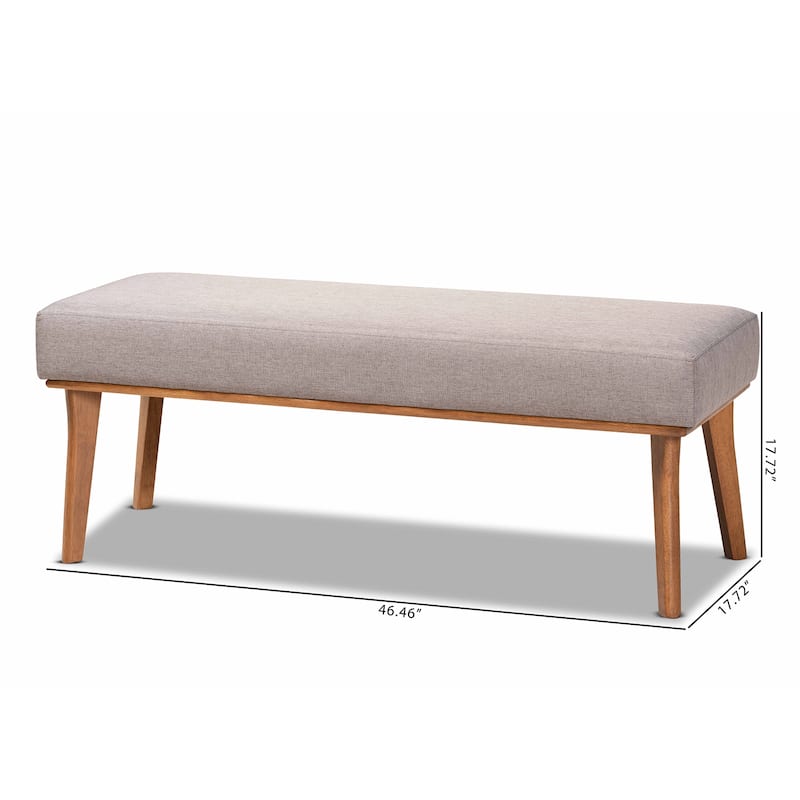 Odessa Grey Fabric and Walnut Brown Finished Wood Dining Bench