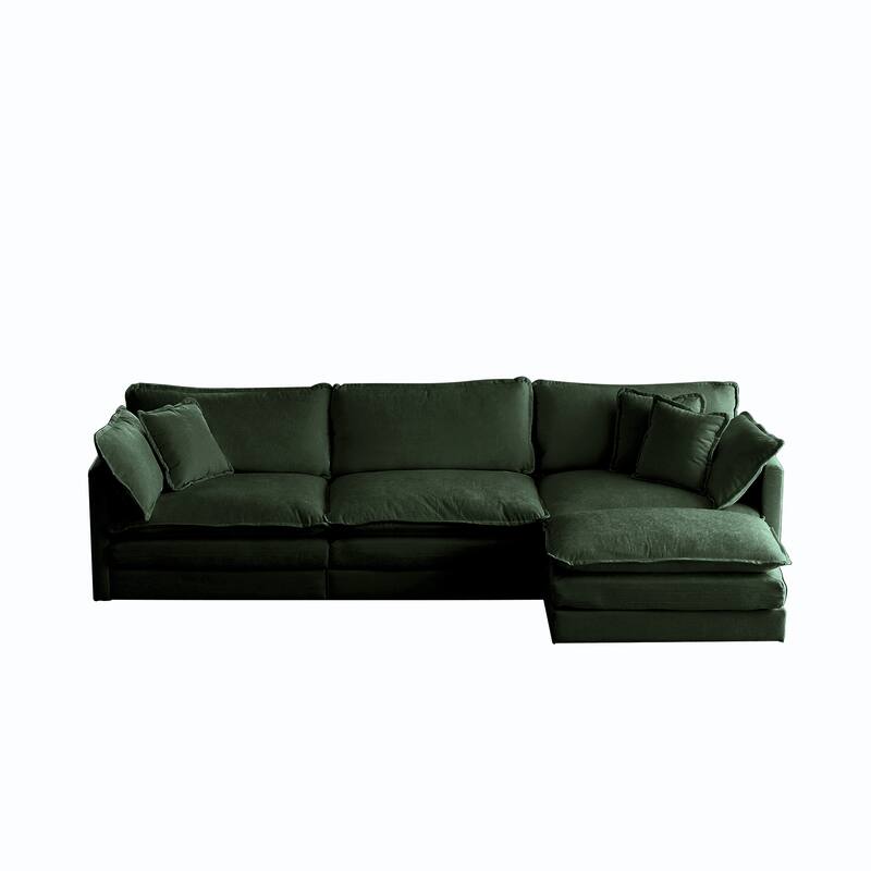 Real Relax Chenille Modular Sofa: 3-Seat L-Shaped Convertible Sectional for Living Room | 112" with Removable Pillows