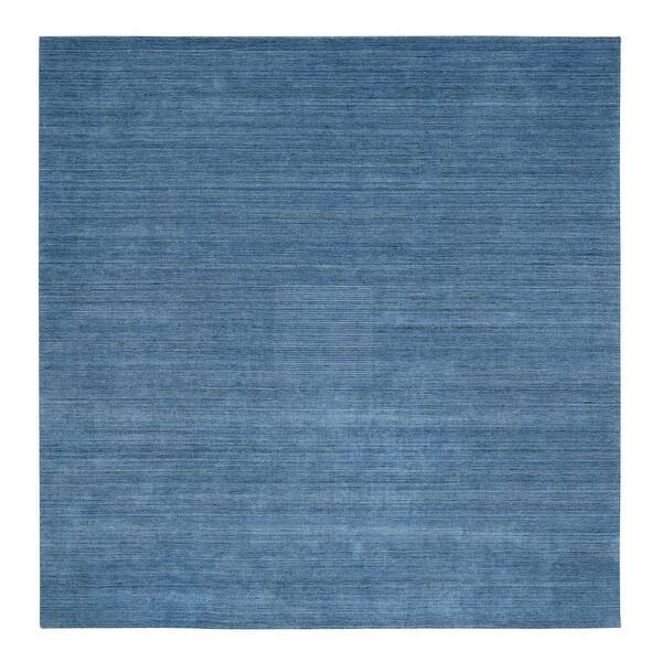 Shahbanu Rugs Denim Blue, Tone on Tone, Pure Wool Hand Loomed, Modern ...
