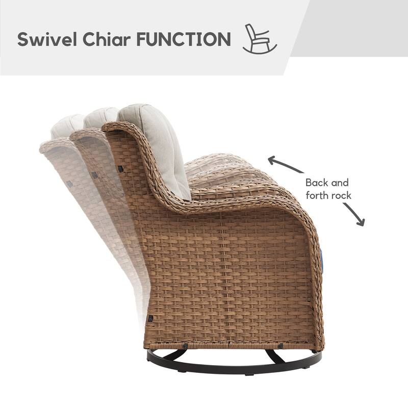 Gymojoy Patio Swivel Rocking Chair Coffee Table Set