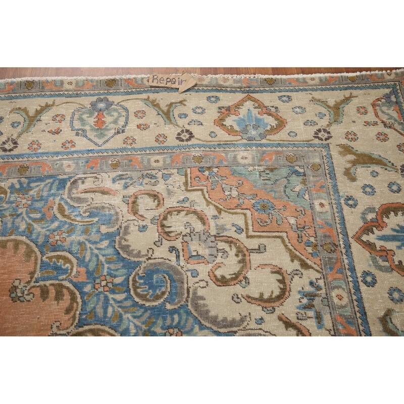 Hand Knotted Oriental 100% Wool Carpet Traditional Medallion Coral Tabriz Area Rug - 11' 7'' X 9' 9''