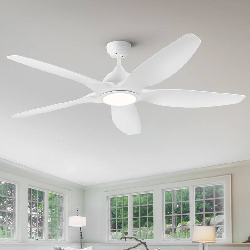 60" Ceiling Fan Light with Remote Control - White