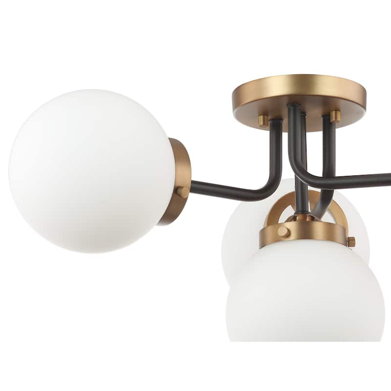 Brass and Black Modern 4 Light Semi Flush Sputnik Ceiling Light