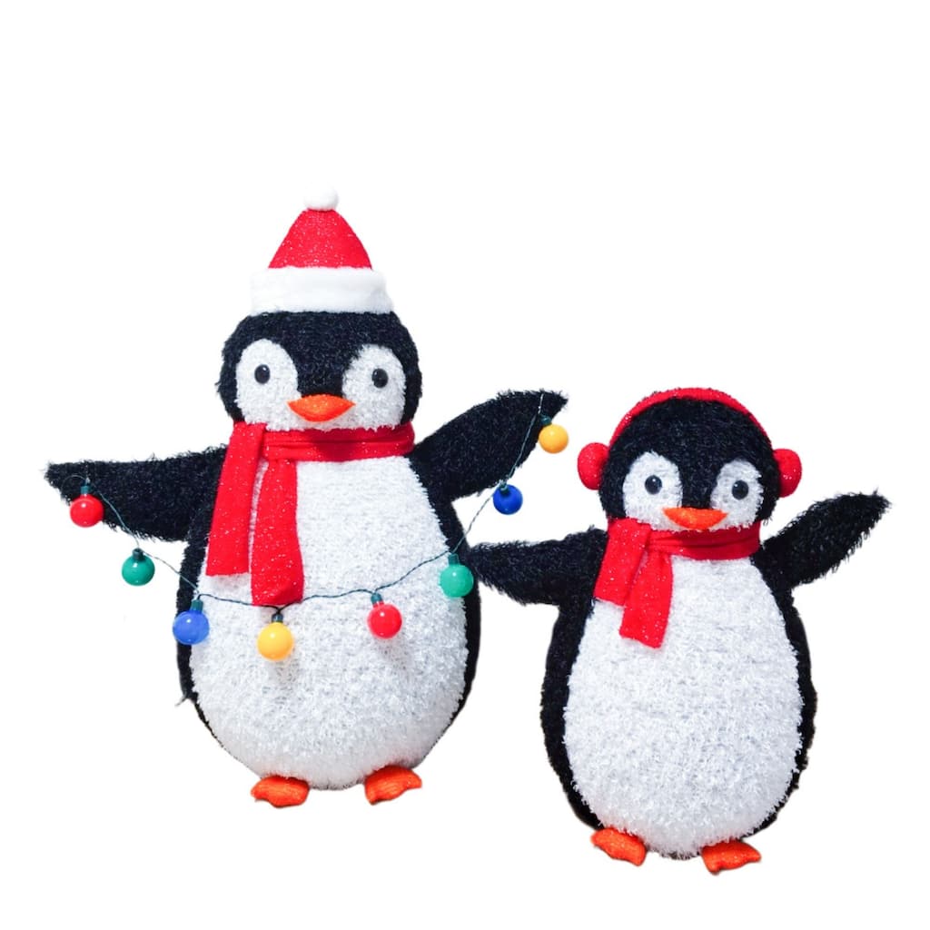 2-piece Lighted Pop-up Red Penguin Family - Multi