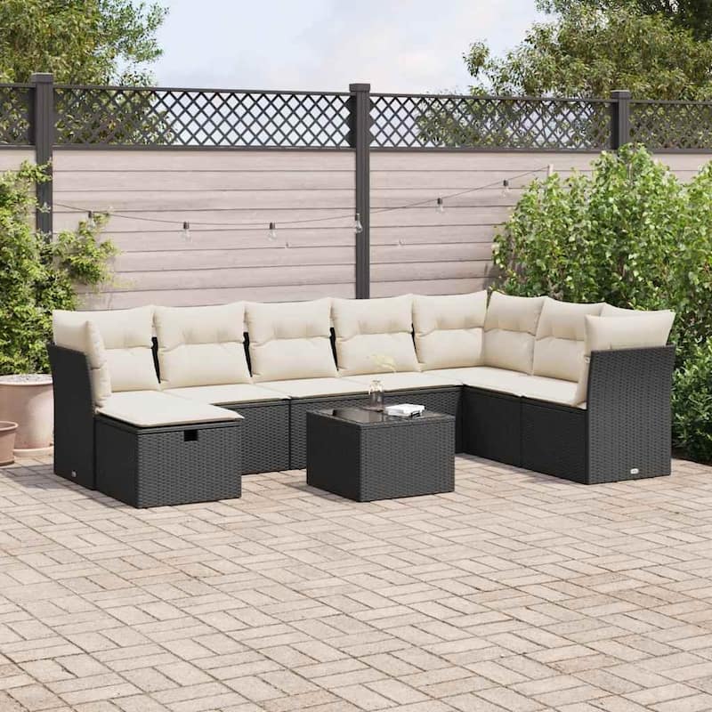 vidaXL Garden Sofa Set - Black and cream with storage