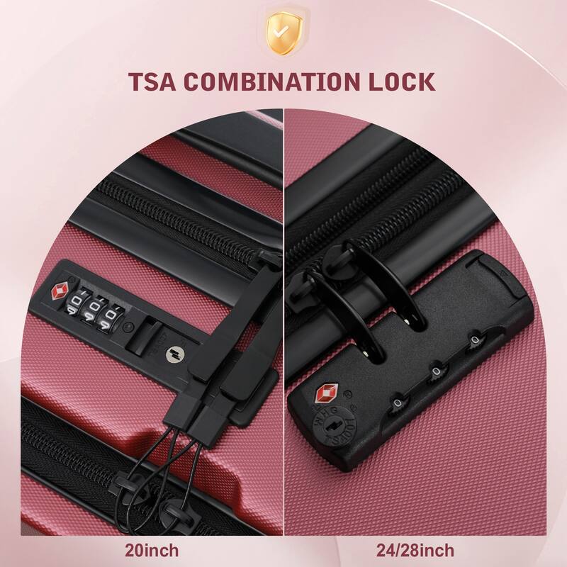 Luggage Sets 5 Piece with Front Opening, Hardside Expandable Carry On Suitcase Set with Double Spinner Wheel, with USB Port