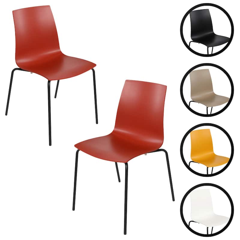 Furnish Theory Aero-S Pro Indoor/Outdoor Stackable Dining Side Chairs Polypropylene Shell & Powder-Coated Steel Legs (Set of 2)