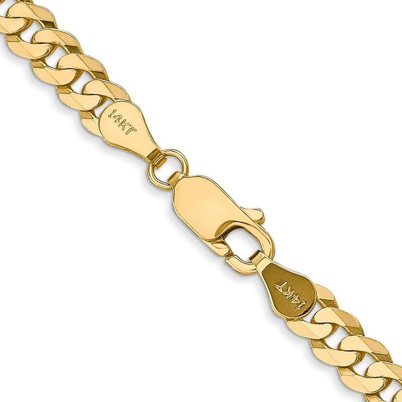 Curata 14k Yellow Gold 4.6mm Solid Polished Flat Curb Chain Anklet 9 Inch