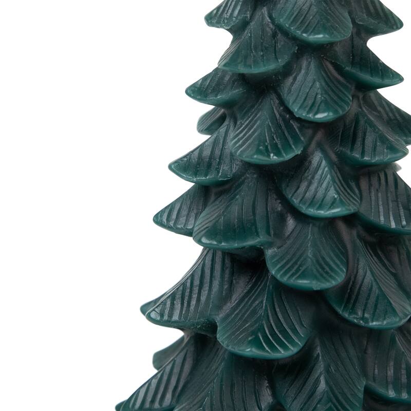 Flickering LED Flameless Christmas Tree Wax Candles - 7.25" - Green - Set of 3