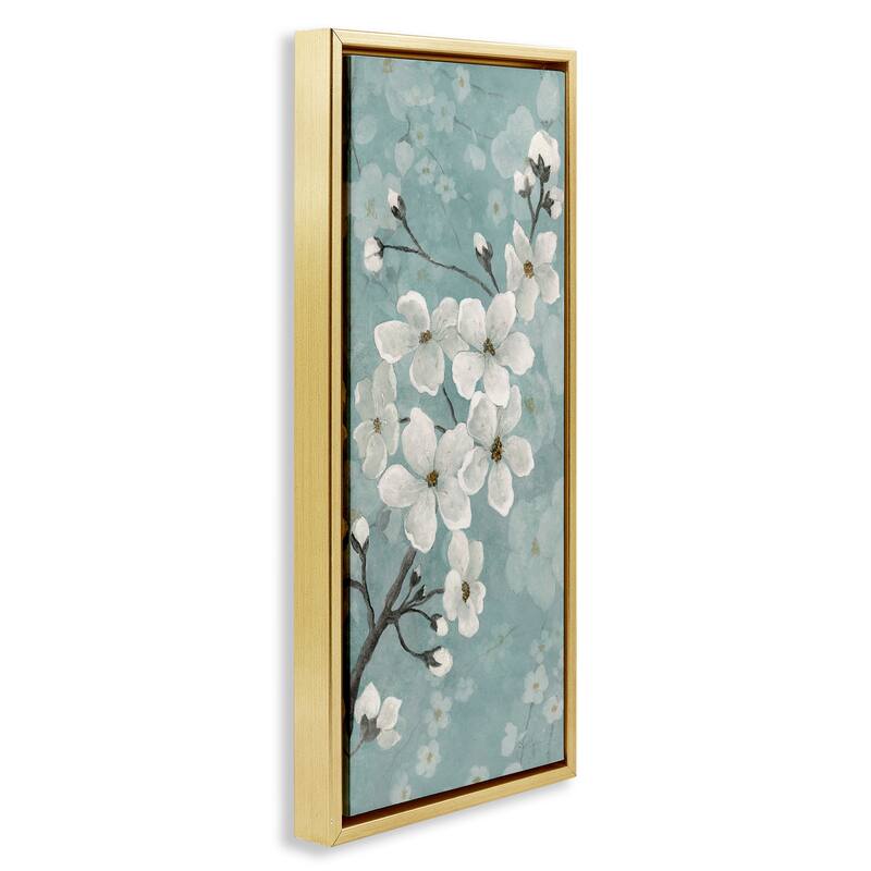 Stupell Cherry Blossoms on Green Framed Floater Canvas Wall Art Design By Janet Tava