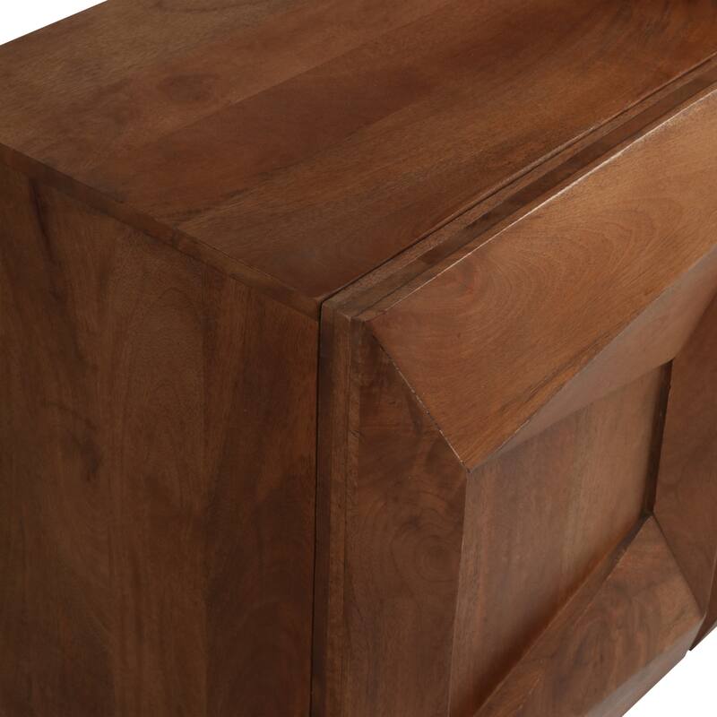 Wood Cabinet Modern Dimensional Front Panel Tapered Legs - 32" Brown - 38" x 18" x 32"