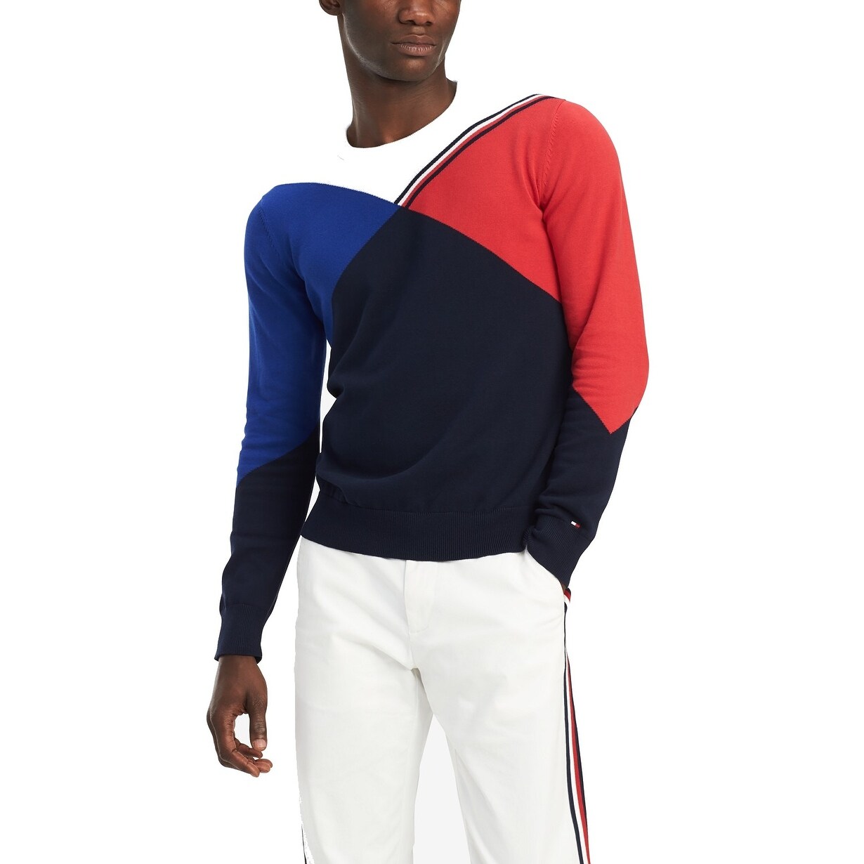 tommy hilfiger red and blue sweater